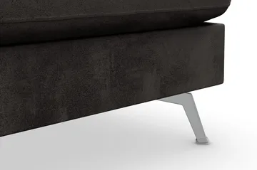 Ocean Lyx 6-personers Højrevendt U-formet Sofa med Divan og Chaiselong + Fodskammel i Fløjl - Mørkegrå - Møbler - Sofaer - U Sofa
