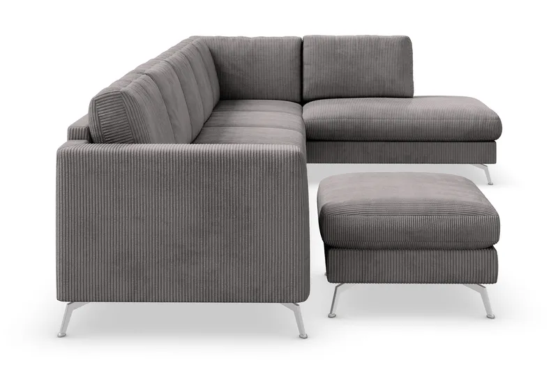 Ocean Lyx 6-personers Højrevendt U-formet Sofa med Divan og Chaiselong + Fodskammel i Manchester - Mørkegrå - Møbler - Sofaer - U Sofa
