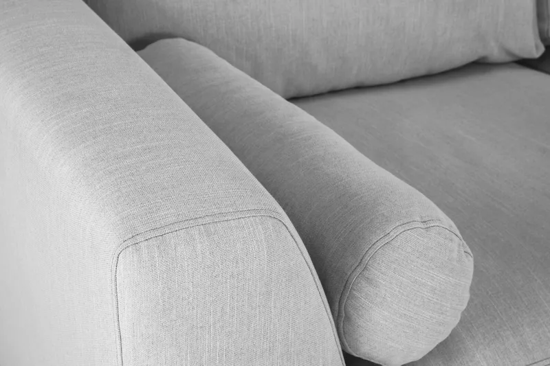 Ocean Lyx 6-personers Højrevendt U-formet Sofa med Divan og Chaiselong + Fodskammel i Stof - Grå - Møbler - Sofaer - U Sofa