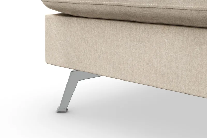 Ocean Lyx 6-personers Venstrevendt U-formet Sofa med Divan og Chaiselong + Fodskammel i Fløjl - Beige - Møbler - Sofaer - U Sofa