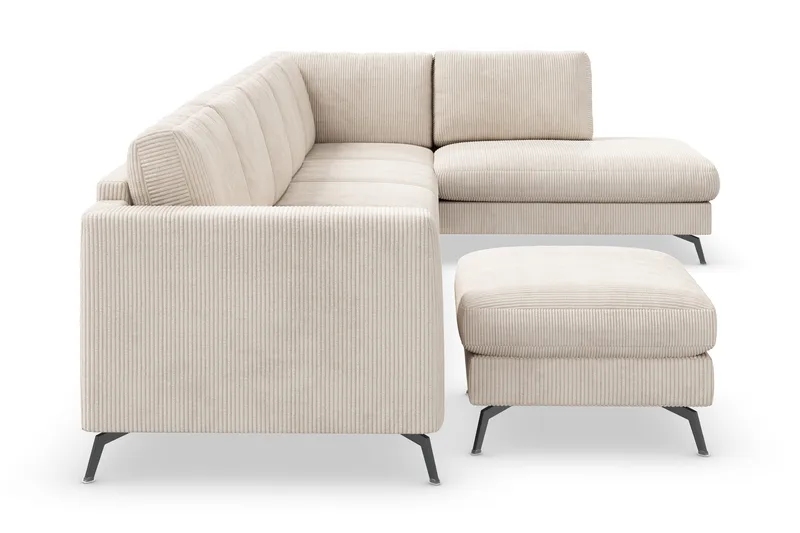 Ocean Lyx 6-personers Højrevendt U-formet Sofa med Divan og Chaiselong + Fodskammel i Manchester - Beige - Møbler - Sofaer - U Sofa