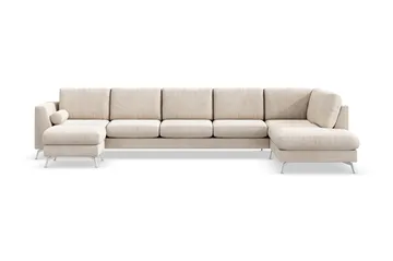 Ocean Lyx 6-personers Højrevendt U-formet Sofa med Divan og Chaiselong + Fodskammel i Manchester