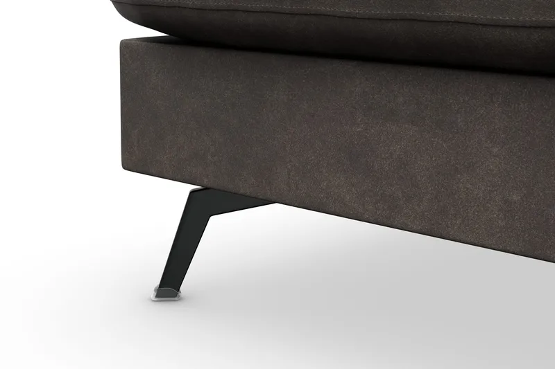 Ocean Lyx 6-personers Venstrevendt U-formet Sofa med Divan og Chaiselong + Fodskammel i Kunstlæder - Mørkegrå - M øbler - Sofaer - Lædersofaer
