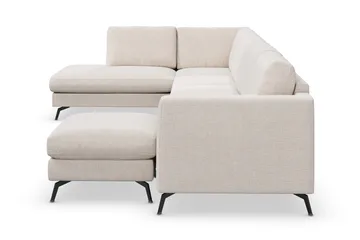 Ocean Lyx 6-personers venstrevendt U-formet sofa med divan og chaiselong + fodskammel i stof - Beige - Møbler - Sofaer - U Sofa