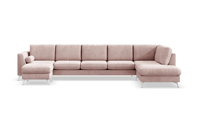 Ocean Lyx 6-personers Højrevendt U-formet Sofa med Divan og Chaiselong + Fodskammel i Manchester, Rosa