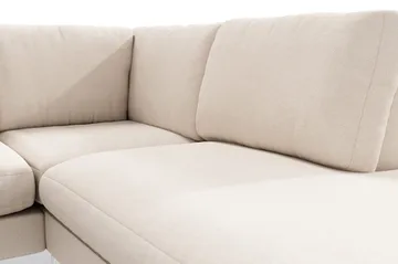 Ocean Lyx 6-personers Højrevendt U-formet Sofa med Divan og Chaiselong + Fodskammel i Stof - Beige - Møbler - Sofaer - U Sofa