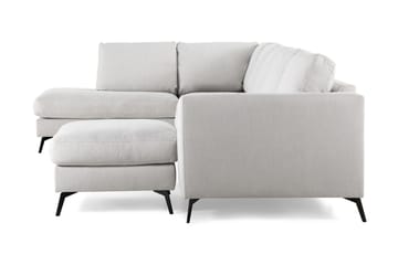 Ocean Lyx 6-personers Venstrevendt U-formet Sofa med Divan og Chaiselong + Fodskammel i Stof - Lysegrå - Møbler - Sofaer - U Sofa