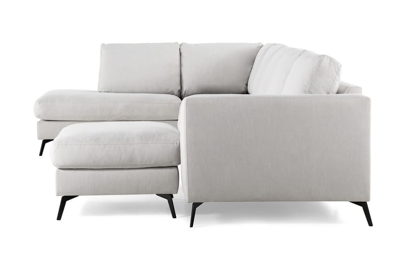 Ocean Lyx 6-personers Venstrevendt U-formet Sofa med Divan og Chaiselong + Fodskammel i Stof - Lysegrå - Møbler - Sofaer - U Sofa