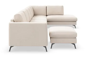Ocean Lyx 6-personers højrevendt U-formet sofa med divan og chaiselong + fodskammel i stof - Beige - Møbler - Sofaer - U Sofa