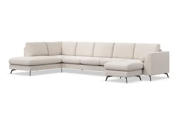Ocean Lyx 6-personers venstrevendt U-formet sofa med divan og chaiselong + fodskammel i stof - Beige - Møbler - Sofaer - U Sofa