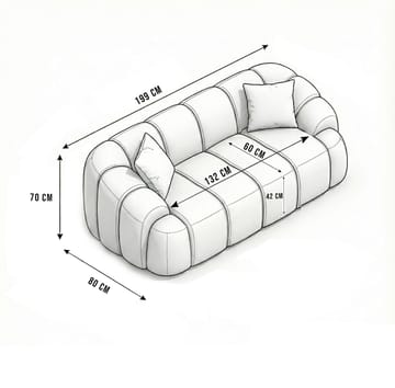 Octavio 2-personers sofa 199x70x80 cm - Hvid - Møbler - Sofaer - 2 personers sofa