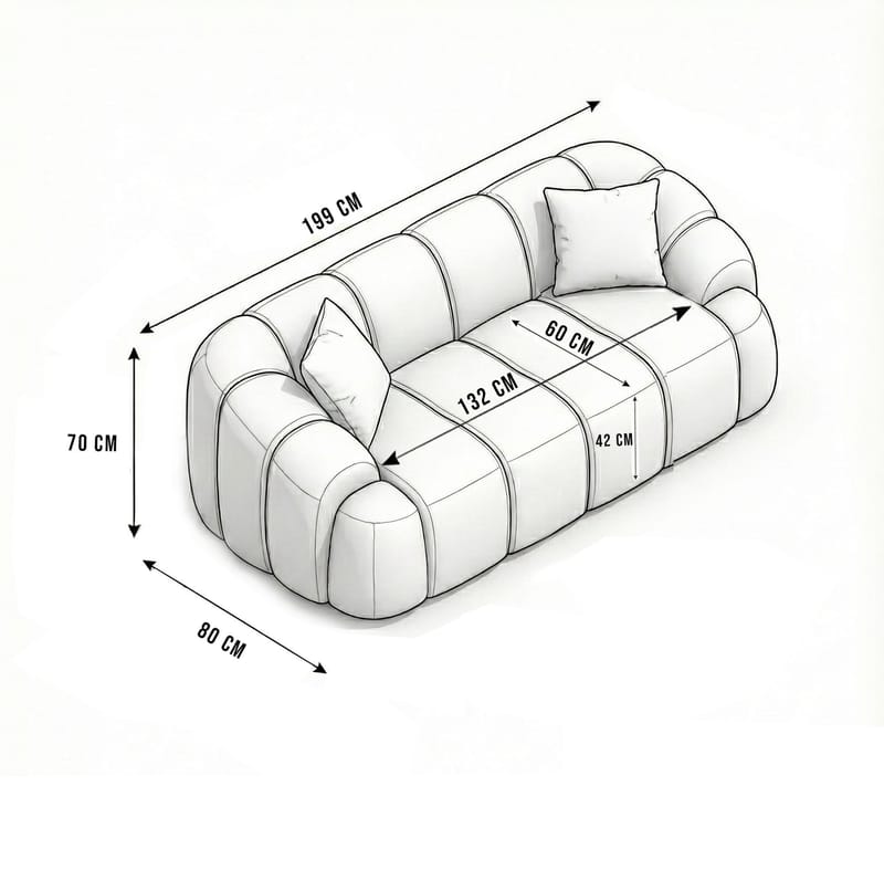 Octavio 2-personers sofa 199x70x80 cm - Marineblå - Møbler - Sofaer - 2 personers sofa