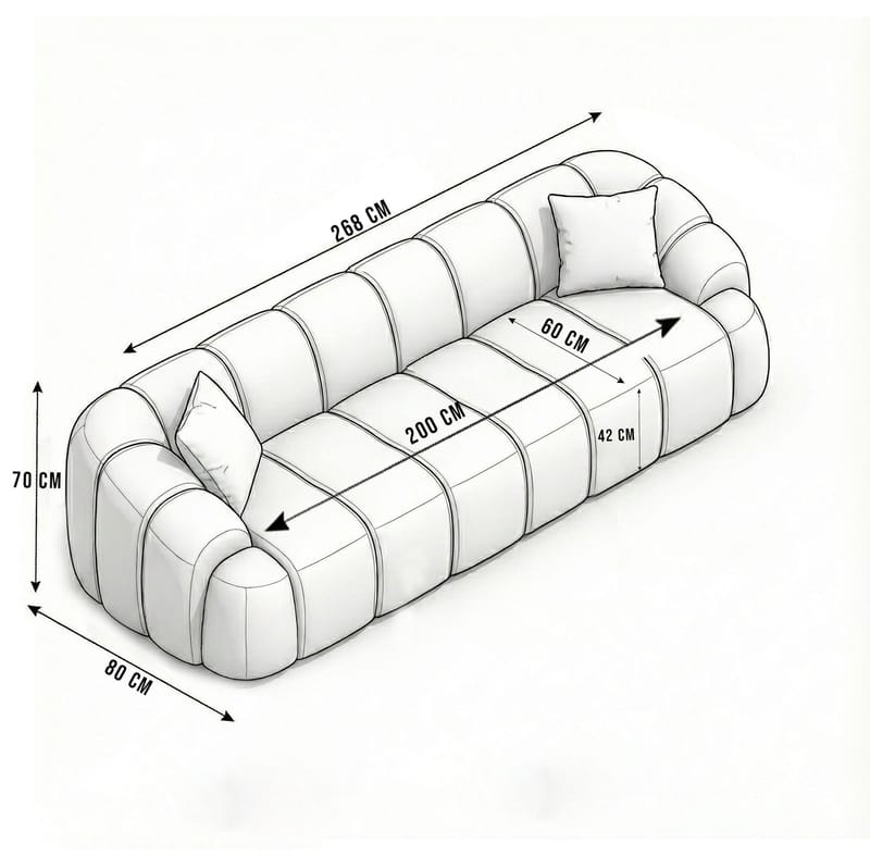 Octavio 4-personers sofa 268x70x80 cm - Turkis - Møbler - Sofaer - 4 personers sofa