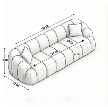 Octavio 4-personers sofa 268x70x80 cm - Hvid - Møbler - Sofaer - 4 personers sofa