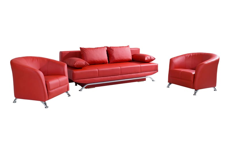Olier sofagruppe - Rød / Hvid - Sofagrupper