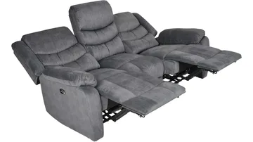 Olvani 3-personers reclinersofa i stof elektrisk - Grå - Møbler - Sofaer - 3 personers sofa