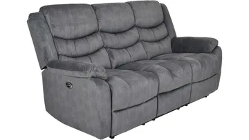 Olvani 3-personers reclinersofa i stof elektrisk - Grå - Møbler - Sofaer - 3 personers sofa