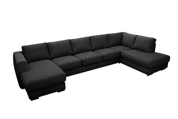 Optus 6-personers U-sofa med divan og chaiselong venstre - Sort - Møbler - Sofaer - U Sofa