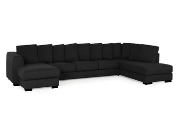 Optus 6-personers Højrevendt U-formet Large Sofa med Divan og Chaiselong i Stof inkl. Kuvertpuder - Sort - Møbler - Sofaer - U Sofa