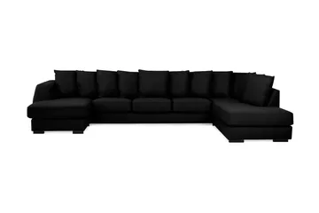 Optus 6-personers Højrevendt U-formet Large Sofa med Divan og Chaiselong i Stof inkl. Kuvertpuder - Sort - Møbler - Sofaer - U Sofa