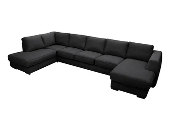 Optus 6-personers U-sofa med divan og chaiselong højre - Sort - Møbler - Sofaer - U Sofa