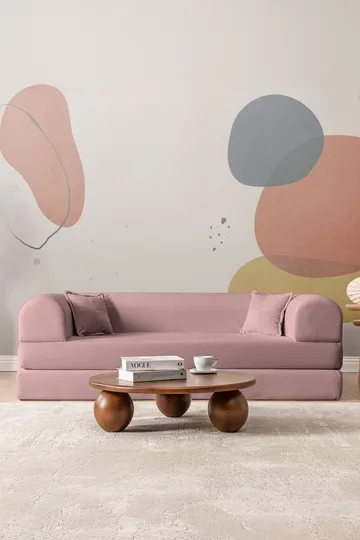 Pento 3-personers Sovesofa i Plys - Lyserød - Møbler - Sofaer - Sovesofaer
