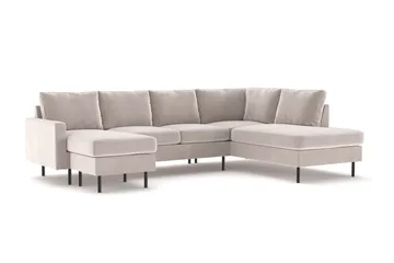 Peppe 4-personers Højrevendt U-formet Sofa med Divan og Chaiselong i Manchester - Beige - Møbler - Sofaer - U Sofa