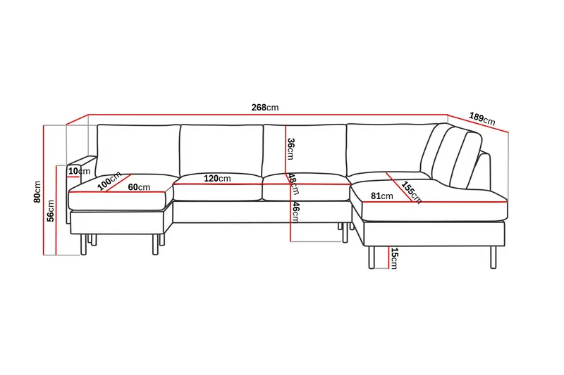 Peppe 4-personers Højrevendt U-formet Sofa med Divan og Chaiselong i Manchester - Beige - Møbler - Sofaer - U Sofa