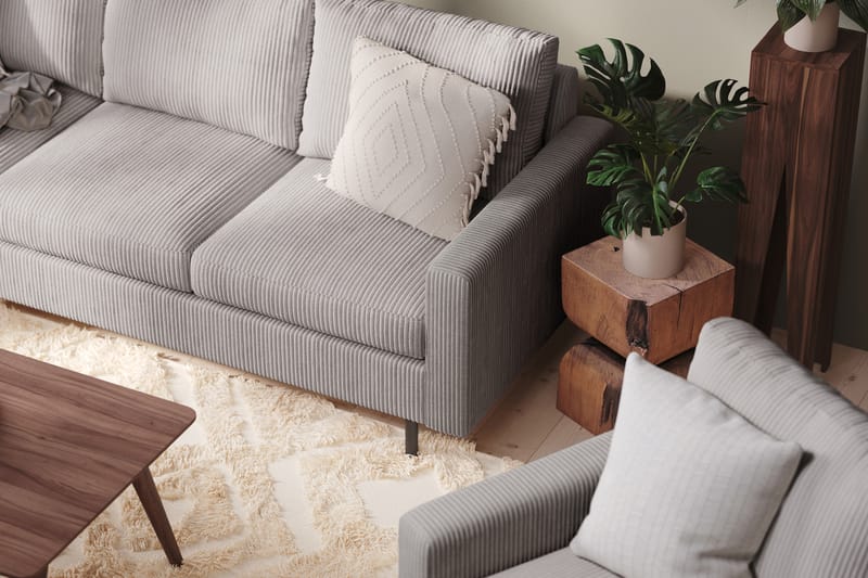 Peppe 4-personers Venstrevendt L-formet Chaiselongsofa i Manchester - Mørkegrå - Møbler - Sofaer - Sofa med chaiselong - 4 personers sofa med chaiselong