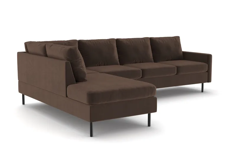 Peppe 4-personers Venstrevendt L-formet Chaiselongsofa i Manchester - Brun - Møbler - Sofaer - Sofa med chaiselong