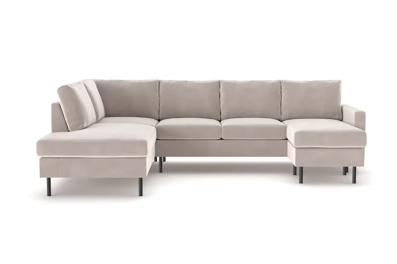 Peppe 4-personers Venstrevendt U-formet Sofa med Divan og Chaiselong i Manchester, Beige