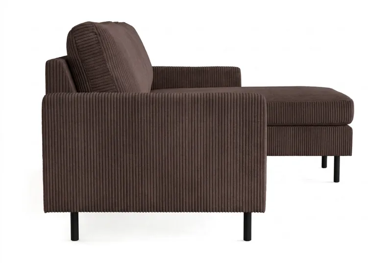 Peppe 4-personers Højrevendt L-formet Chaiselongsofa i Manchester - Mørk brun - Møbler - Sofaer - Sofa med chaiselong