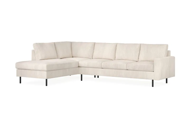 Peppe 4-personers Venstrevendt L-formet Chaiselongsofa i Manchester - Beige - Møbler - Sofaer - Sofa med chaiselong - 4 personers sofa med chaiselong