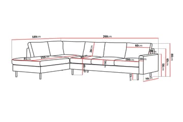 Peppe 4-personers Venstrevendt L-formet Chaiselongsofa i Manchester - Beige - Møbler - Sofaer - Sofa med chaiselong