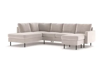Peppe 4-personers Venstrevendt U-formet Sofa med Divan og Chaiselong i Manchester - Beige - Møbler - Sofaer - U Sofa