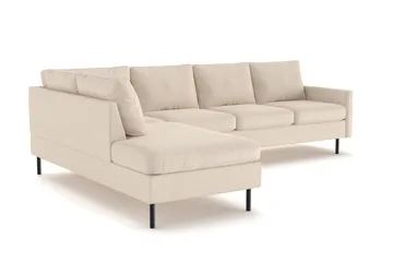 Peppe 4-personers Venstrevendt L-formet Chaiselongsofa i Manchester - Greige - Møbler - Sofaer - Sofa med chaiselong