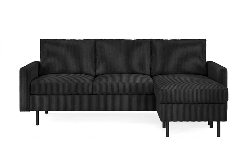 Peppe 4-personers Højrevendt L-formet Chaiselongsofa i Manchester, Sort