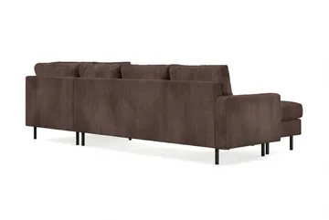 Peppe 4-personers Højrevendt U-formet Sofa med Divan og Chaiselong i Manchester - Mørk brun - Møbler - Sofaer - U Sofa