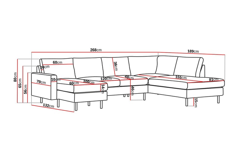 Peppe 4-personers Højrevendt U-formet Sofa med Divan og Chaiselong i Manchester - Greige - Møbler - Sofaer - U Sofa