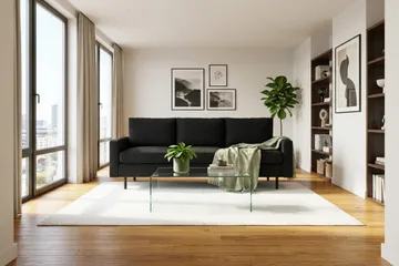 Peppe 4-personers Venstrevendt L-formet Chaiselongsofa i Manchester - Sort - Møbler - Sofaer - 3 personers sofa