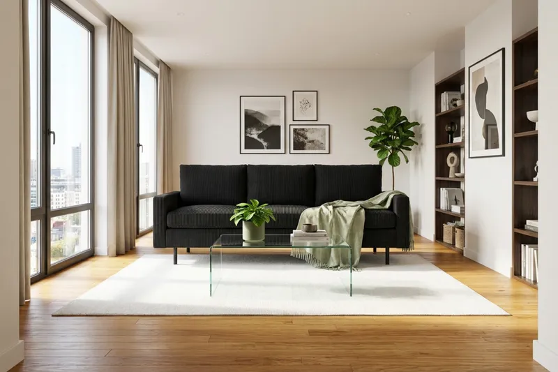 Peppe 4-personers Venstrevendt L-formet Chaiselongsofa i Manchester - Sort - Møbler - Sofaer - 3 personers sofa