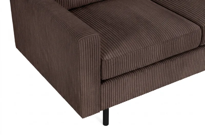 Peppe 4-personers Venstrevendt L-formet Chaiselongsofa i Manchester - Mørk brun - Møbler - Sofaer - 3 personers sofa