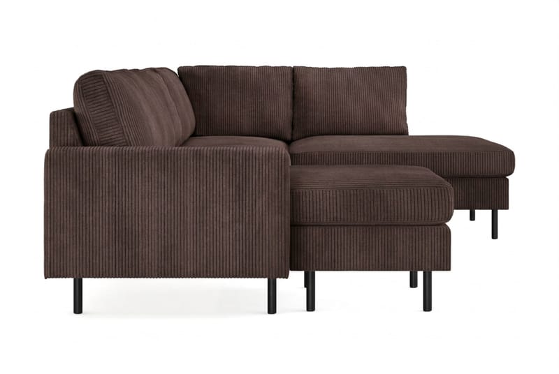 Peppe 4-personers Højrevendt U-formet Sofa med Divan og Chaiselong i Manchester - Mørk brun - Møbler - Sofaer - U Sofa