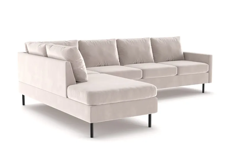 Peppe 4-personers Venstrevendt L-formet Chaiselongsofa i Manchester - Beige - Møbler - Sofaer - Sofa med chaiselong