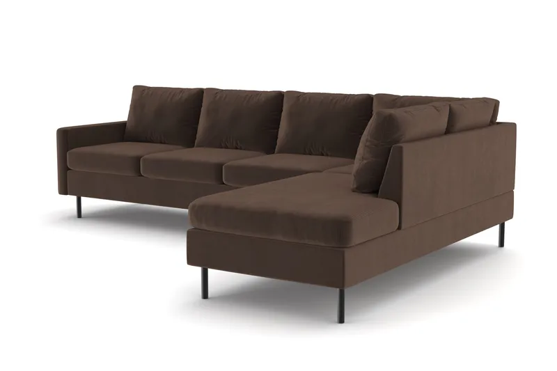 Peppe 4-personers Højrevendt L-formet Chaiselongsofa i Manchester - Brun - Møbler - Sofaer - Sofa med chaiselong