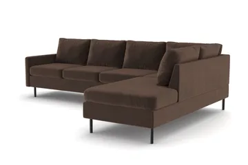 Peppe 4-personers Højrevendt L-formet Chaiselongsofa i Manchester - Brun - Møbler - Sofaer - Sofa med chaiselong