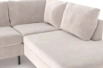 Peppe 4-personers Højrevendt L-formet Chaiselongsofa i Fløjl - Beige - Møbler - Sofaer - Sofa med chaiselong
