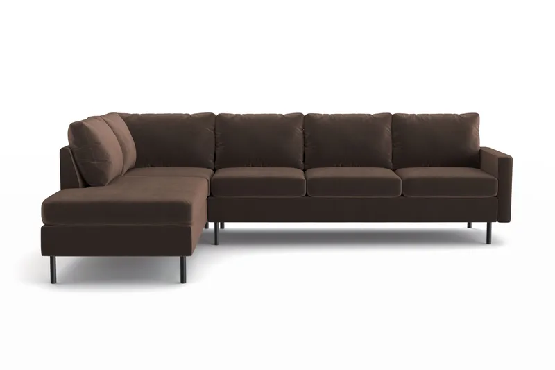 Peppe 4-personers Venstrevendt L-formet Chaiselongsofa i Manchester - Brun - Møbler - Sofaer - Sofa med chaiselong