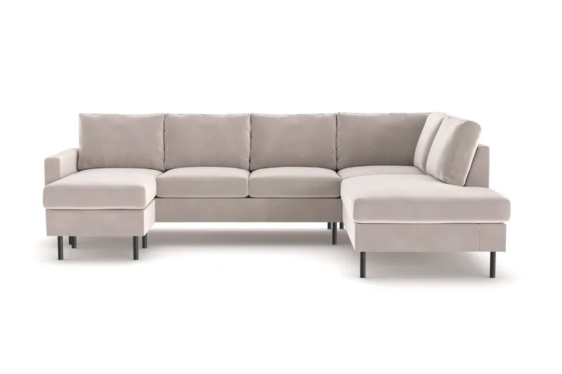 Peppe 4-personers Højrevendt U-formet Sofa med Divan og Chaiselong i Manchester, Beige