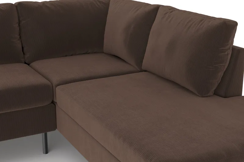 Peppe 4-personers Højrevendt L-formet Chaiselongsofa i Manchester - Brun - Møbler - Sofaer - Sofa med chaiselong